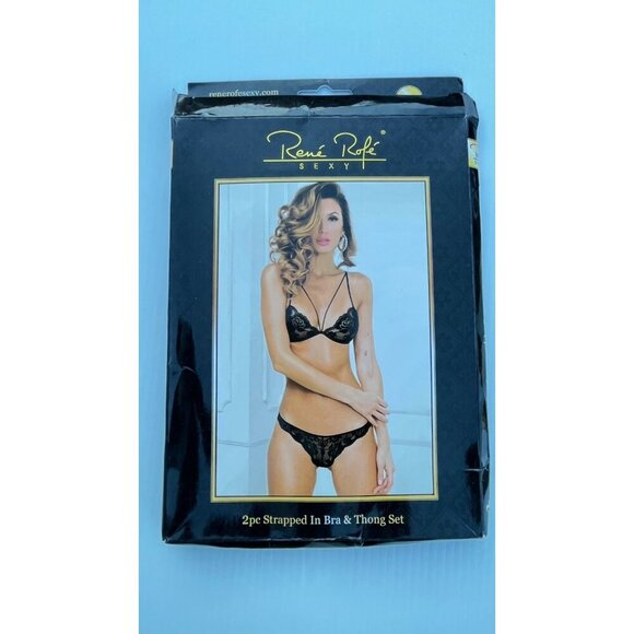 Rene Rofe 2pc Strapped In Bra & Thong Set Size M/L - Picture 4 of 13